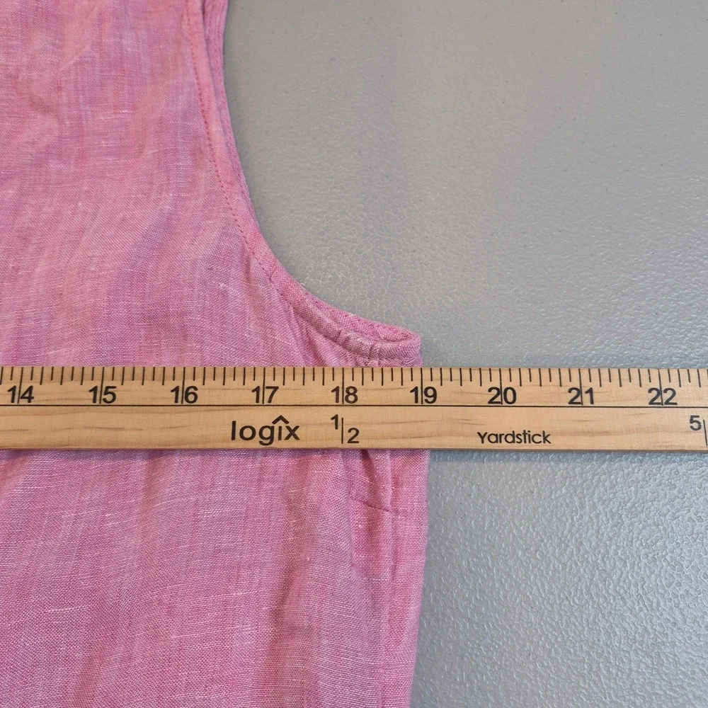 Talbots Pink 100%‎ Linen Sleeveless Button-Front Tie-Hem Top Women's Medium - Picture 8 of 9